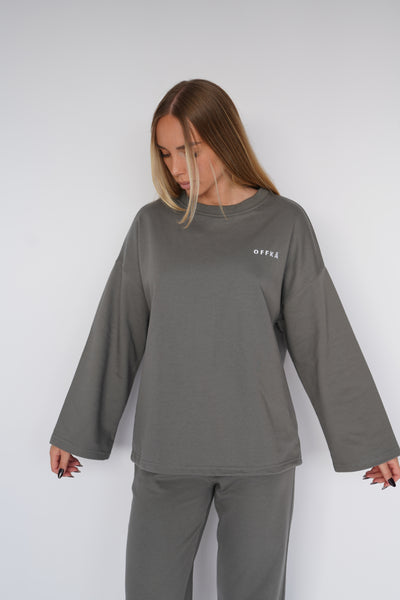 top oversize gris clair (Grey), fabriqué en 80 % coton