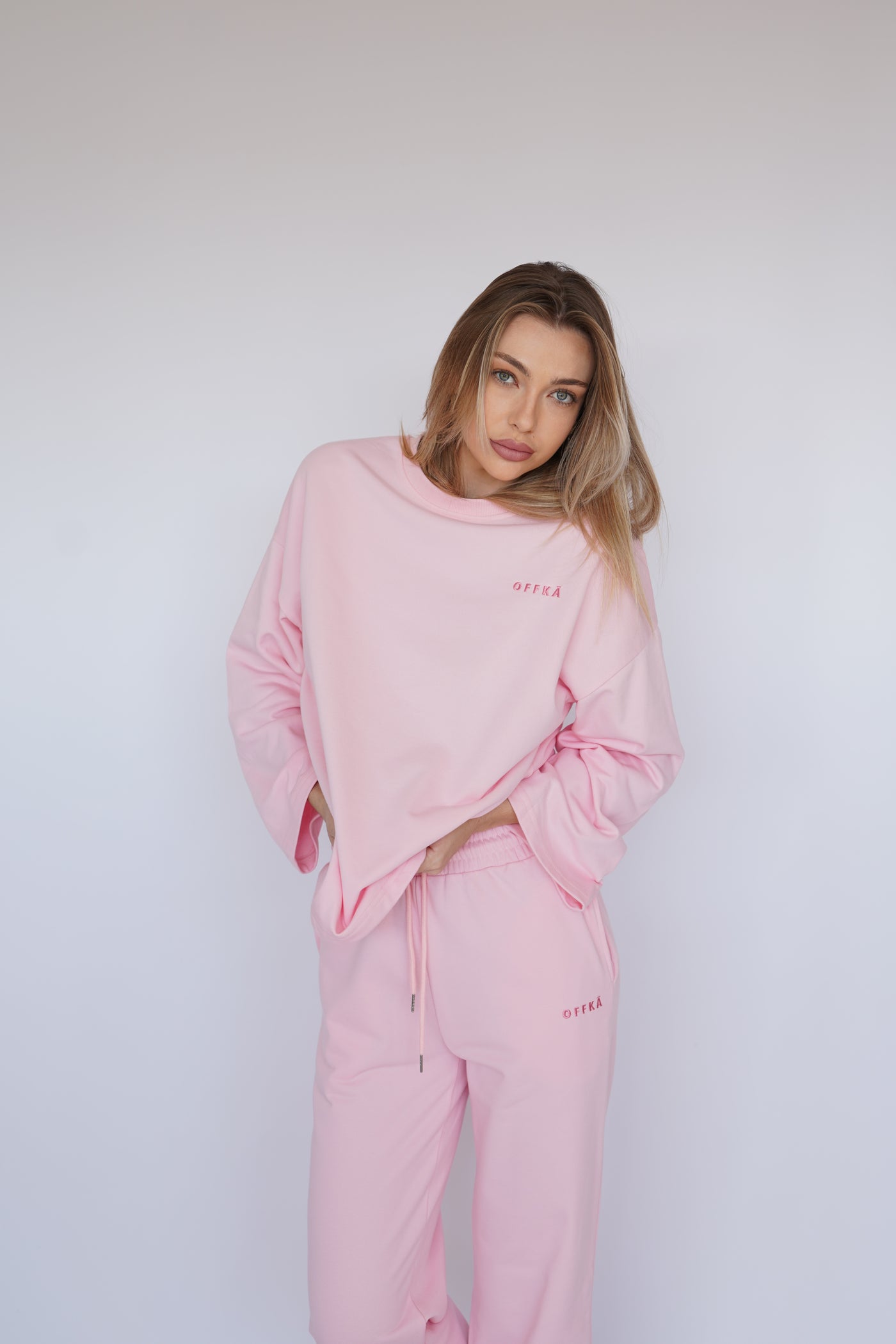 Top oversize rose clair